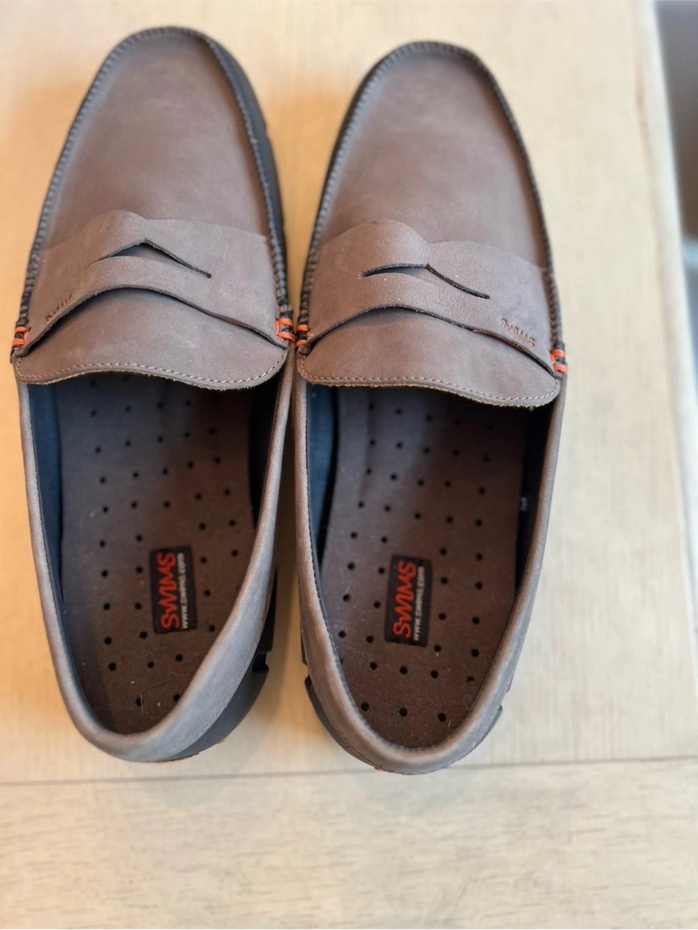 Swims Gray Nubuck loafers rubber sole slip on #loafers #leather - Picture 2 of 5